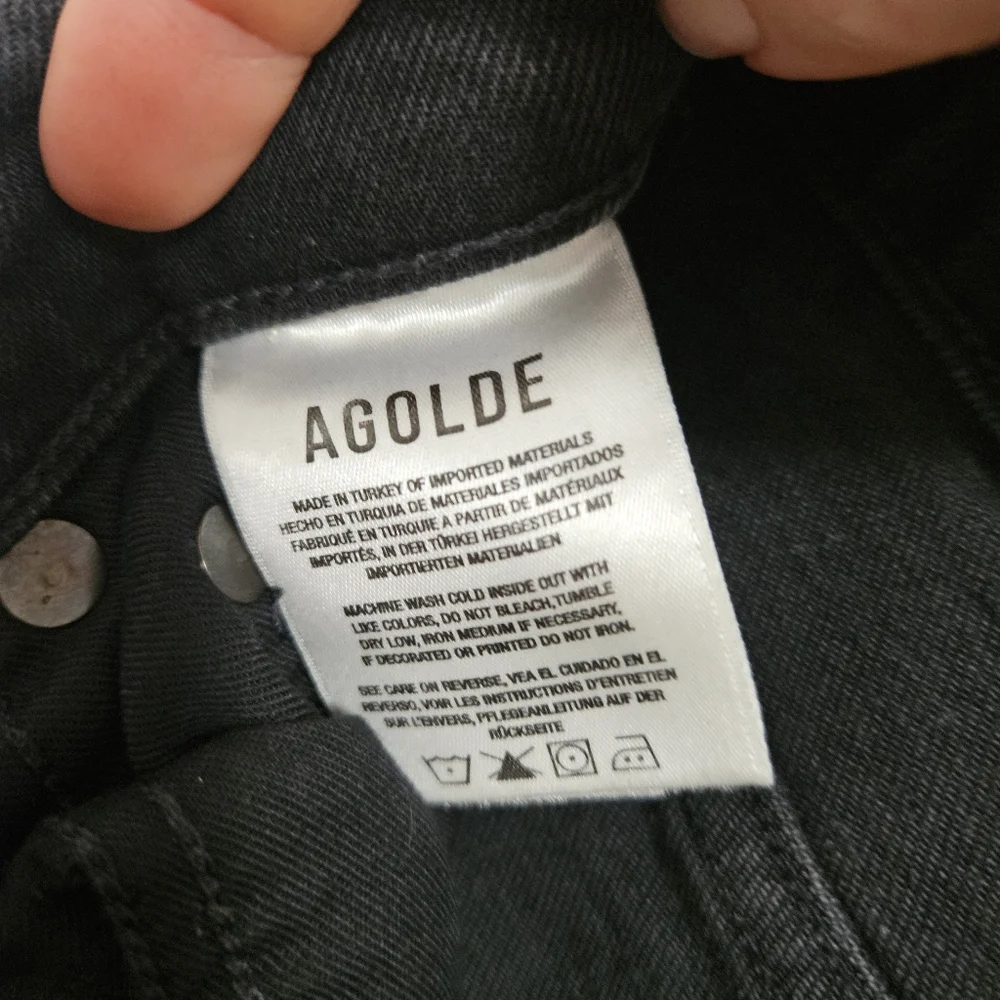 AGOLDE Pinch Waist High Rise Sz 29 Cropped Leg Black Stretch - Picture 7 of 9